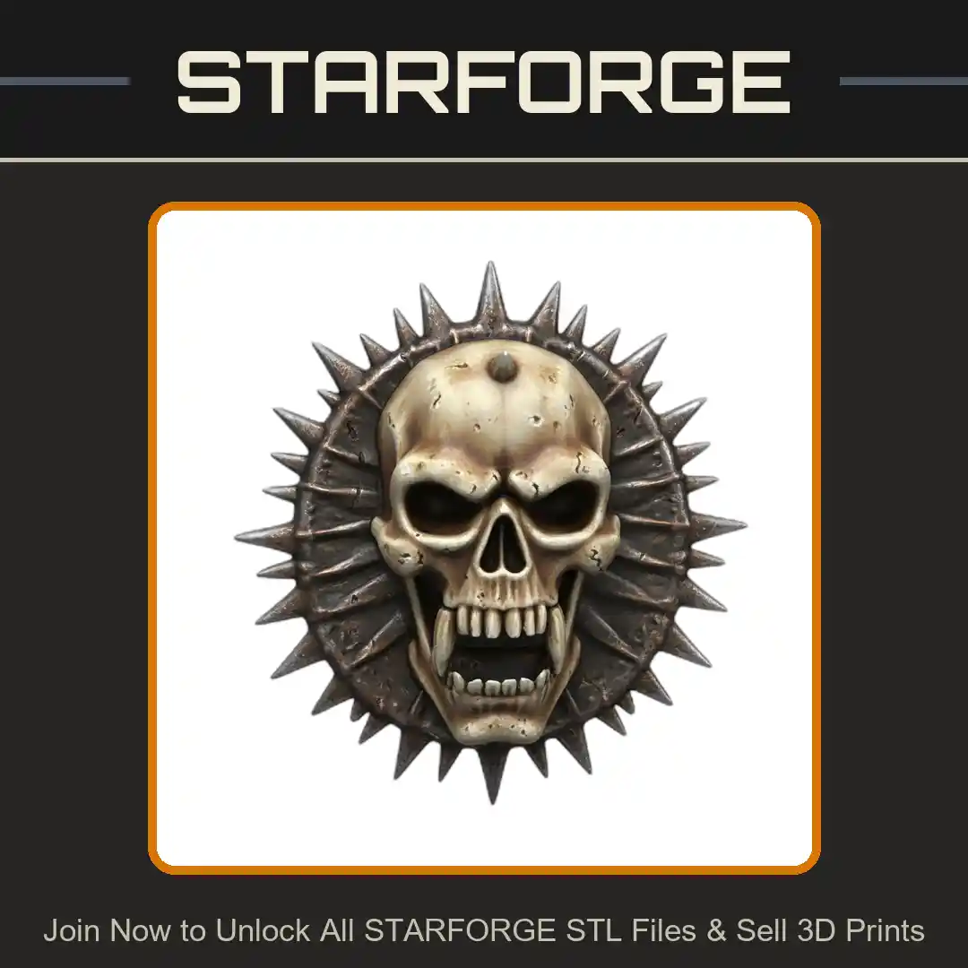 28mm DND Skull Emblem with Spikes Terrain Element - 3D Printable STL File