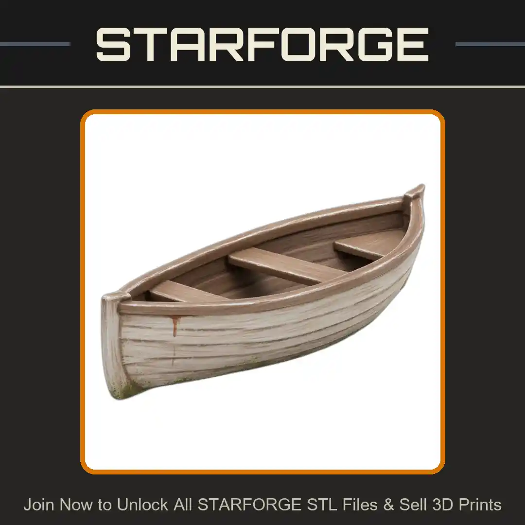 28mm DND Small Simple Fishing Boat for River or Lake Terrains - 3D Printable STL File