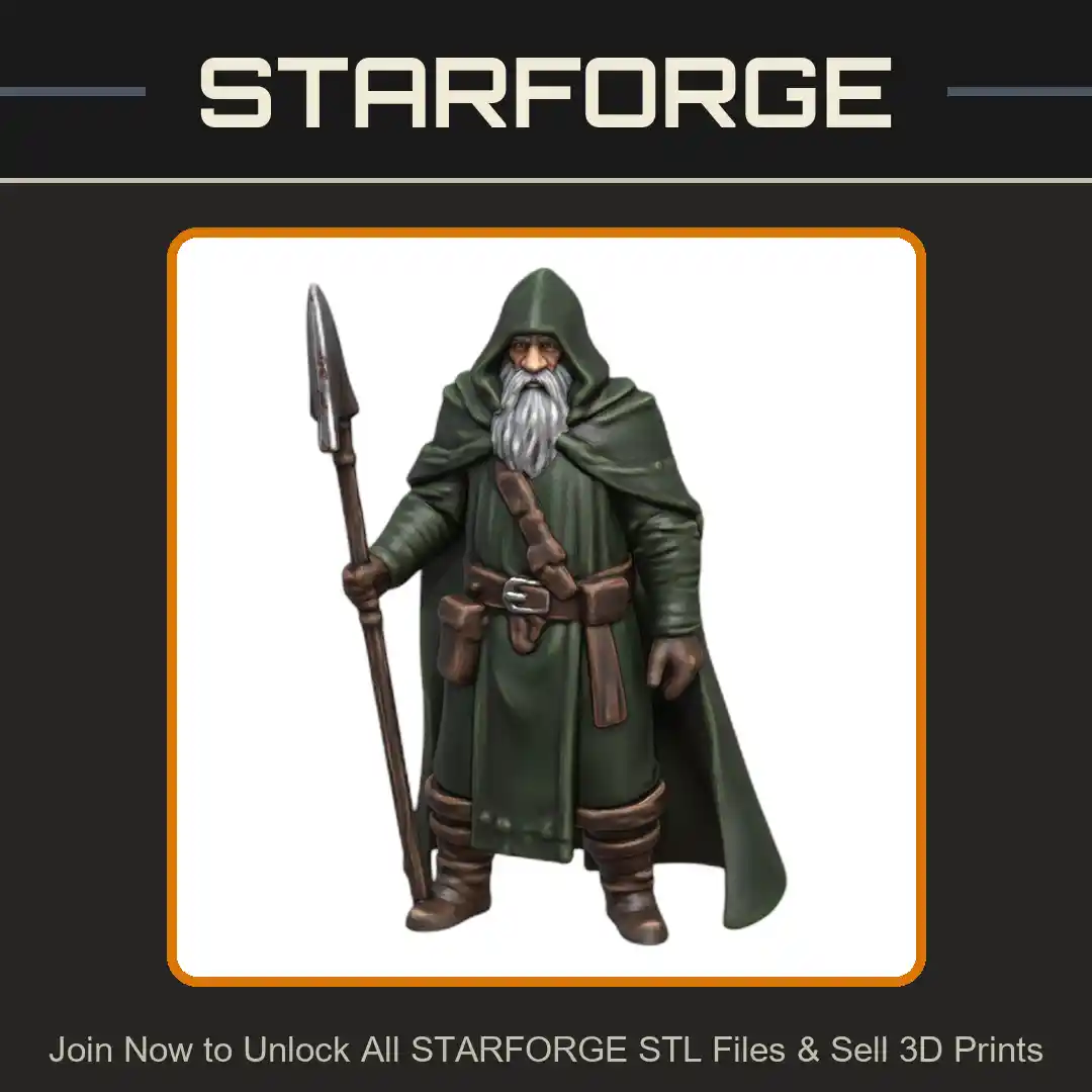 28mm DND Spear-Wielding Stalwart Defender Fantasy Miniature - 3D Printable STL File