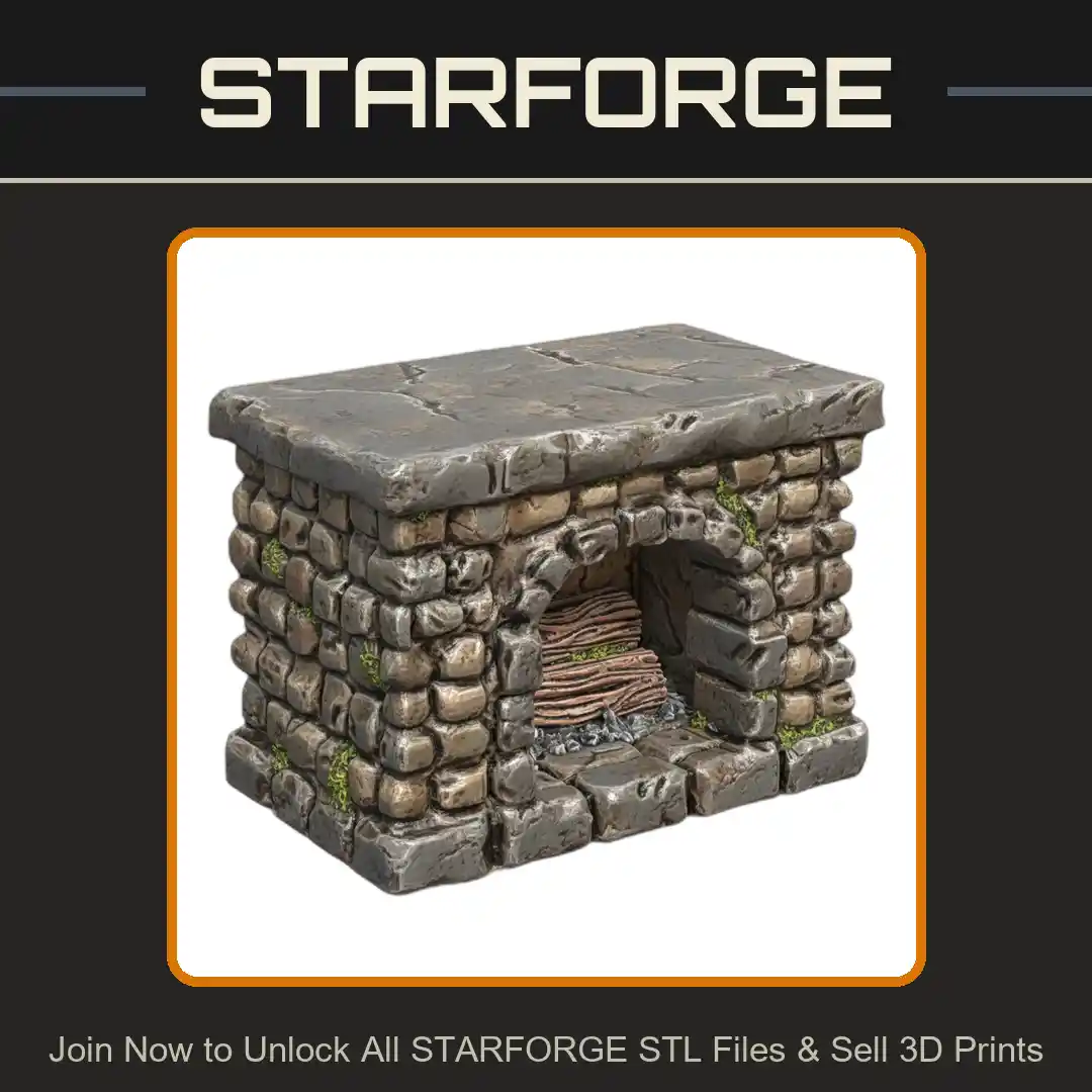 28mm DND Stone Fireplace Fantasy Terrain Miniature for Tavern Scenes - 3D Printable STL File