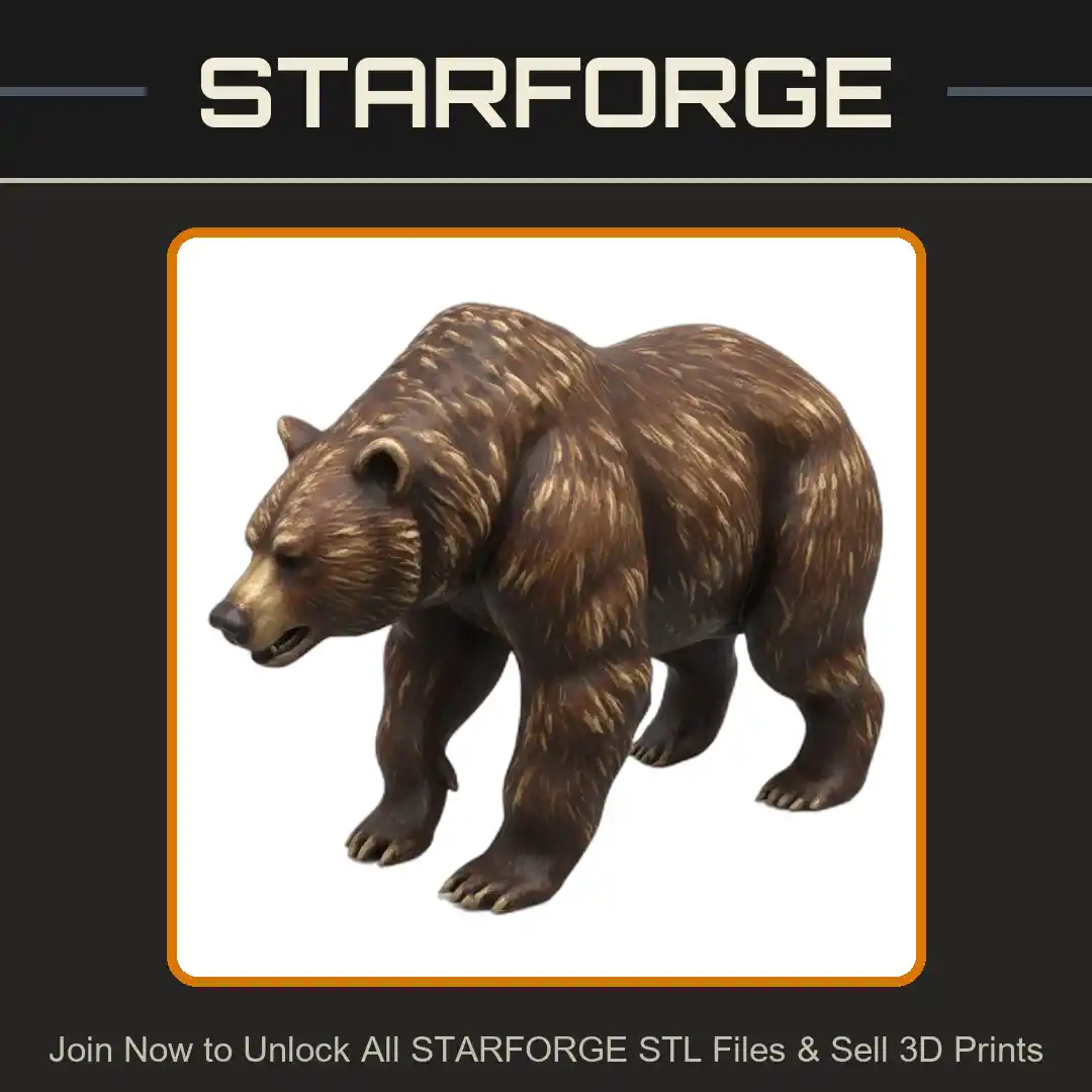 28mm DND Strong Bear with Intimidating Stance Fantasy Miniature - 3D Printable STL File