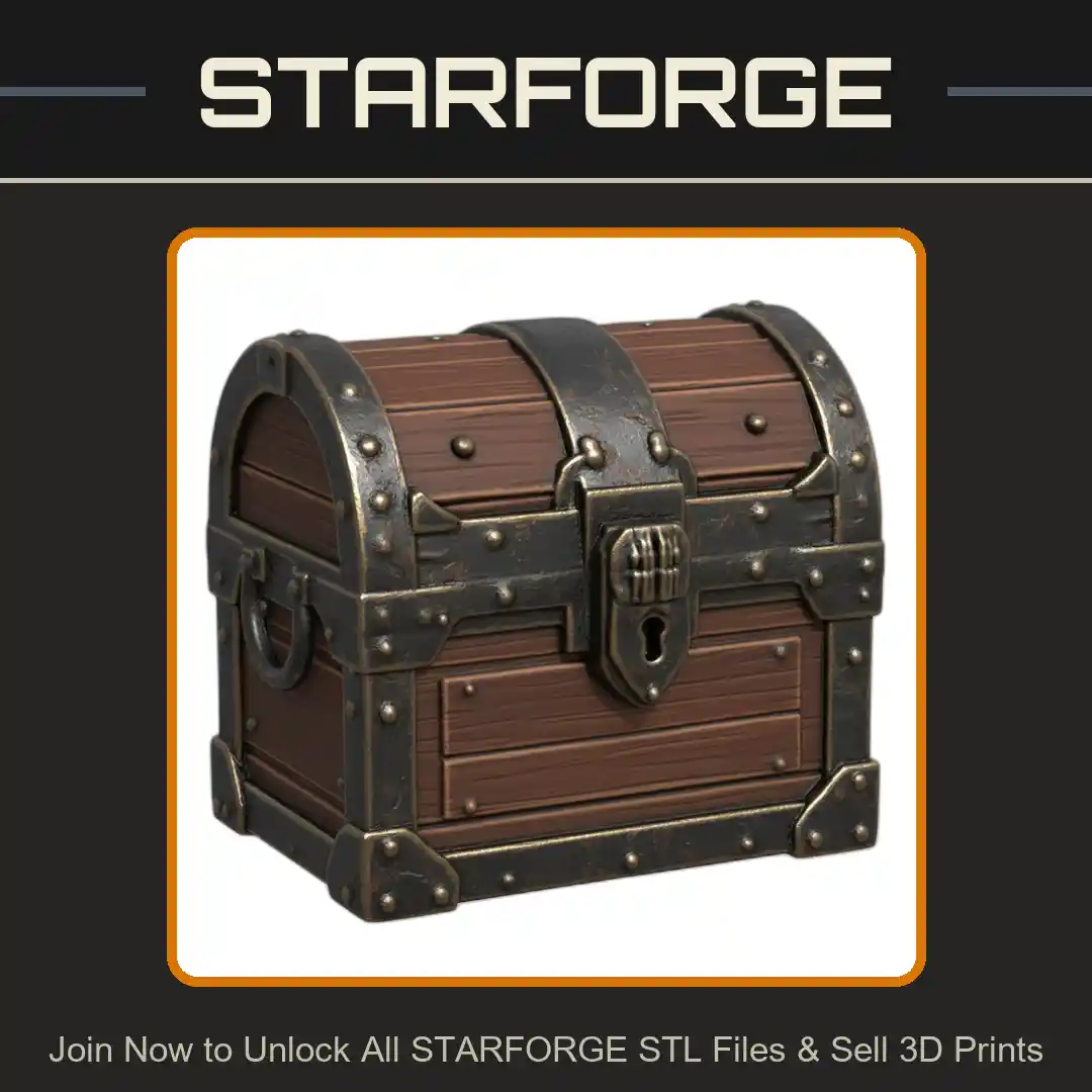 28mm DND Sturdy Treasure Chest Miniature for Dungeon Props - 3D Printable STL File