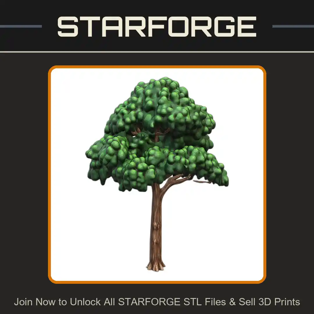 28mm DND Tall Whimsical Cloudy Canopy Tree Terrain - 3D Printable STL File