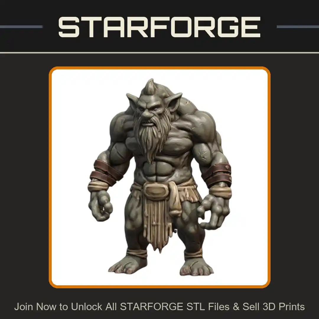 28mm DND Troll Berserker Brute with Large Arms Fantasy Miniature - 3D Printable STL File