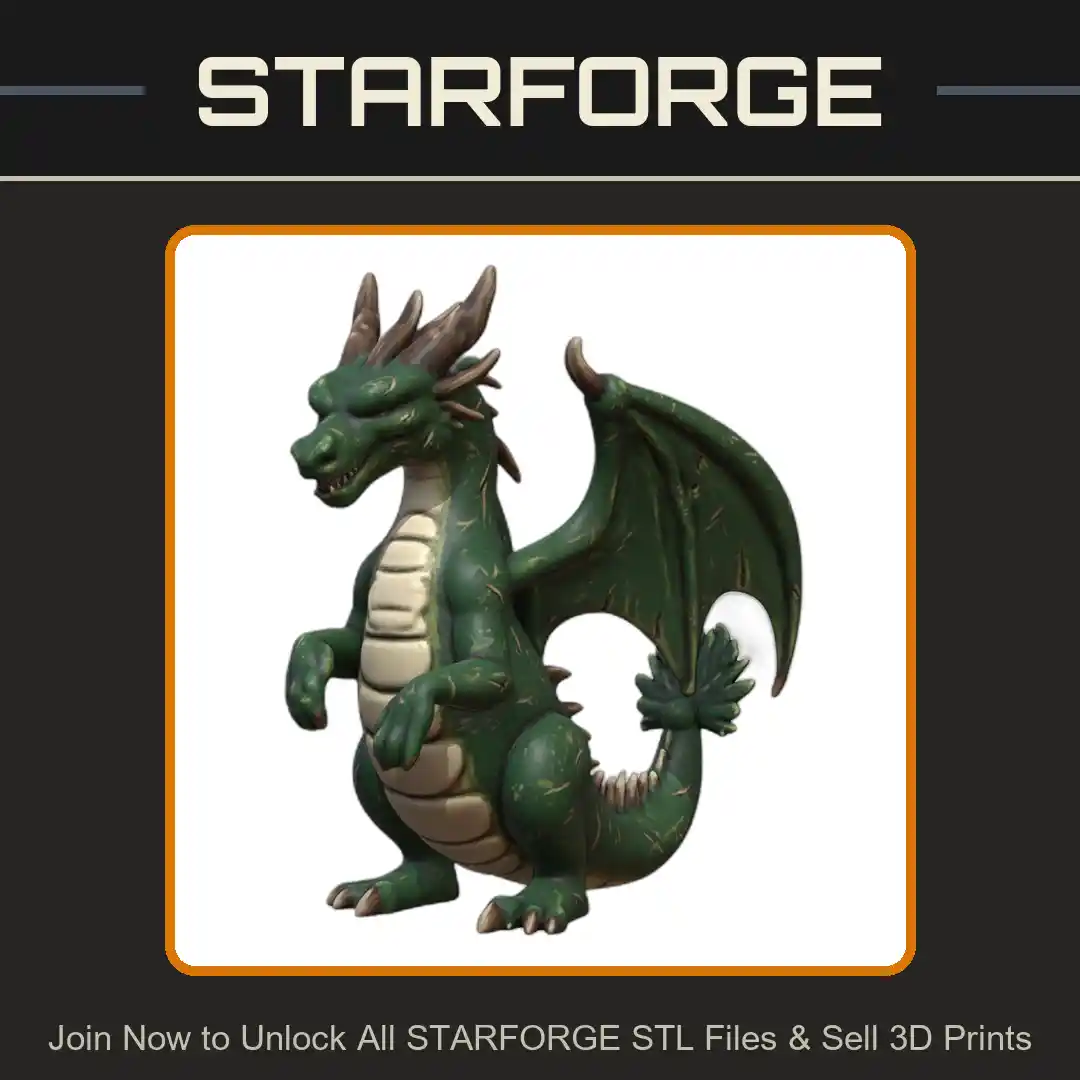 28mm DND Upright Dragon Ruler of the Mountains Fantasy Mini - 3D Printable STL File