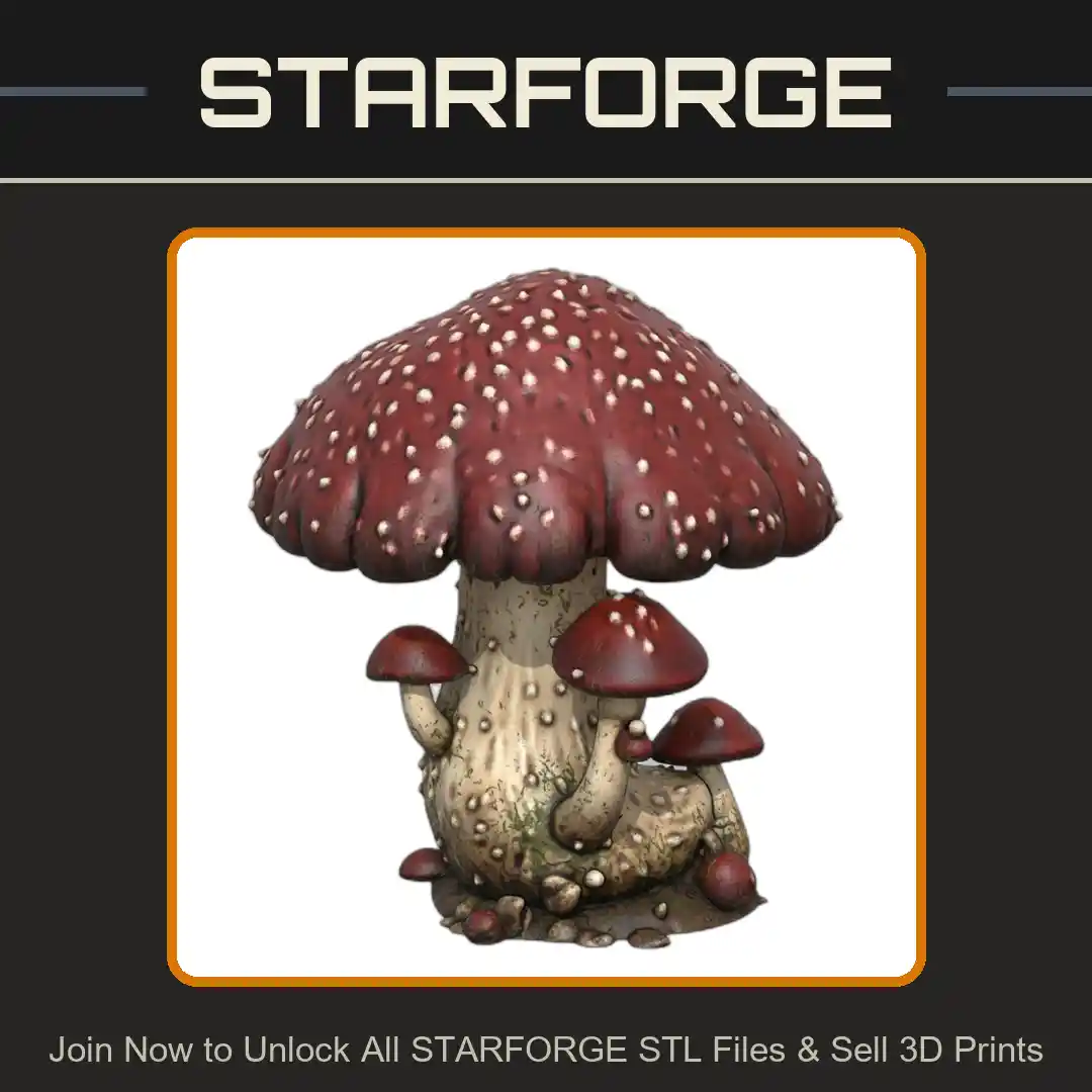 28mm DND Whimsical Giant Mushroom Cluster for Fantasy Scenes - 3D Printable STL File