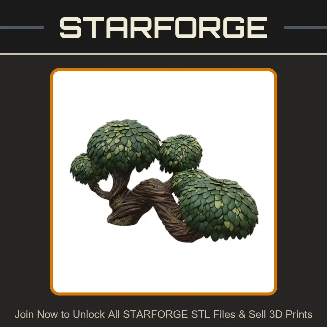 28mm DND Wind Bent Ancient Tree Terrain Miniature - 3D Printable STL File