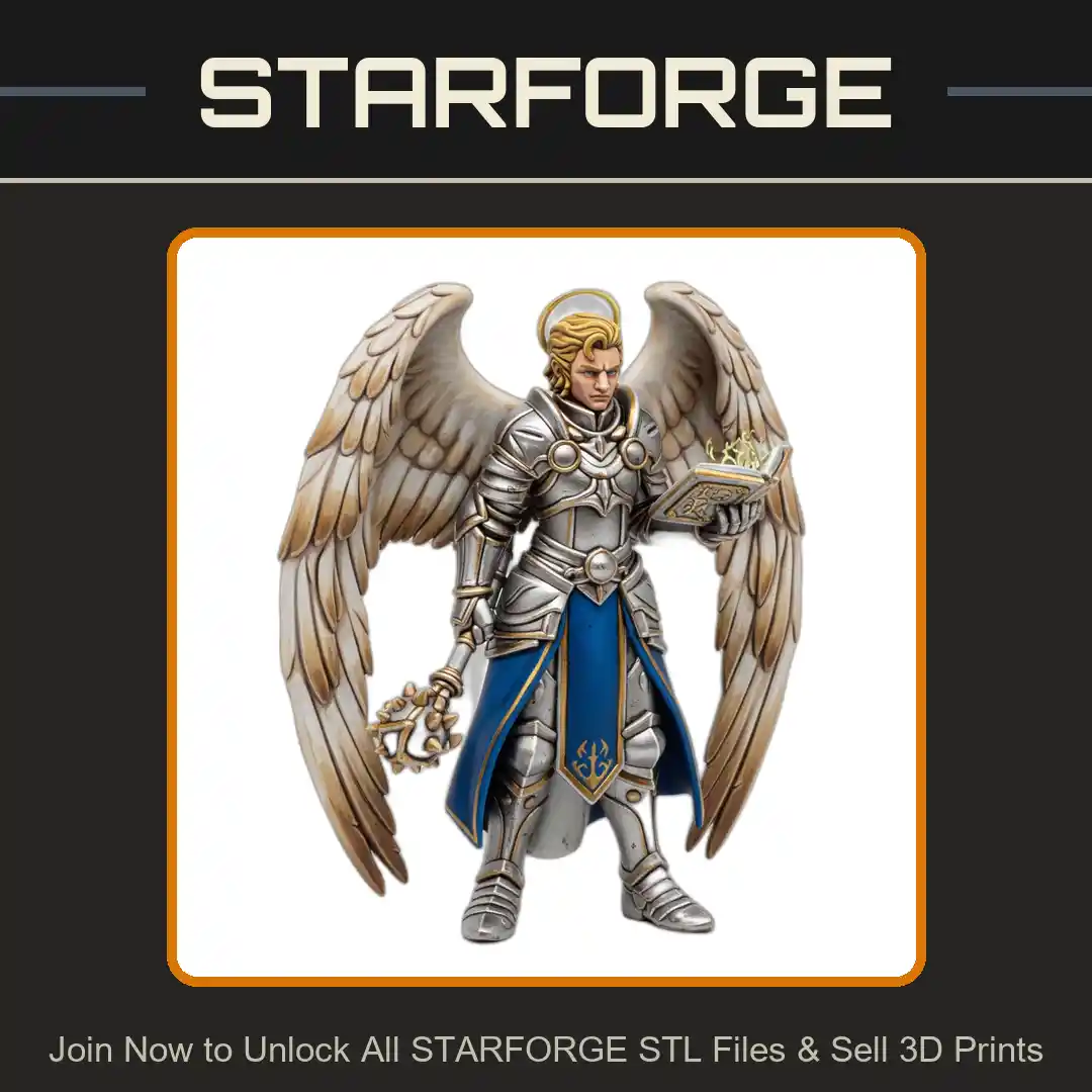 28mm DND Winged Angelic Warrior Armor Book Halo Wings - 3D Printable STL File