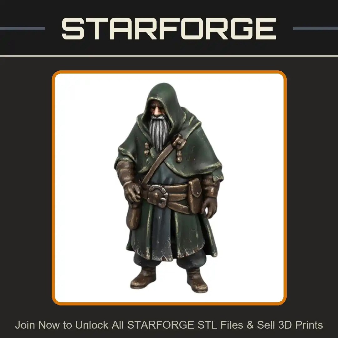 28mm DND Wise Old Medicine Sage Fantasy Miniature - 3D Printable STL File