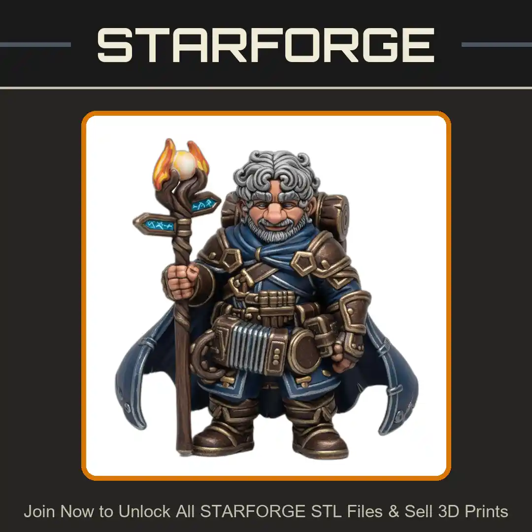 28mm DND Wizard Staff Cape Spellcaster Robes Backpack Gnome - 3D Printable STL File