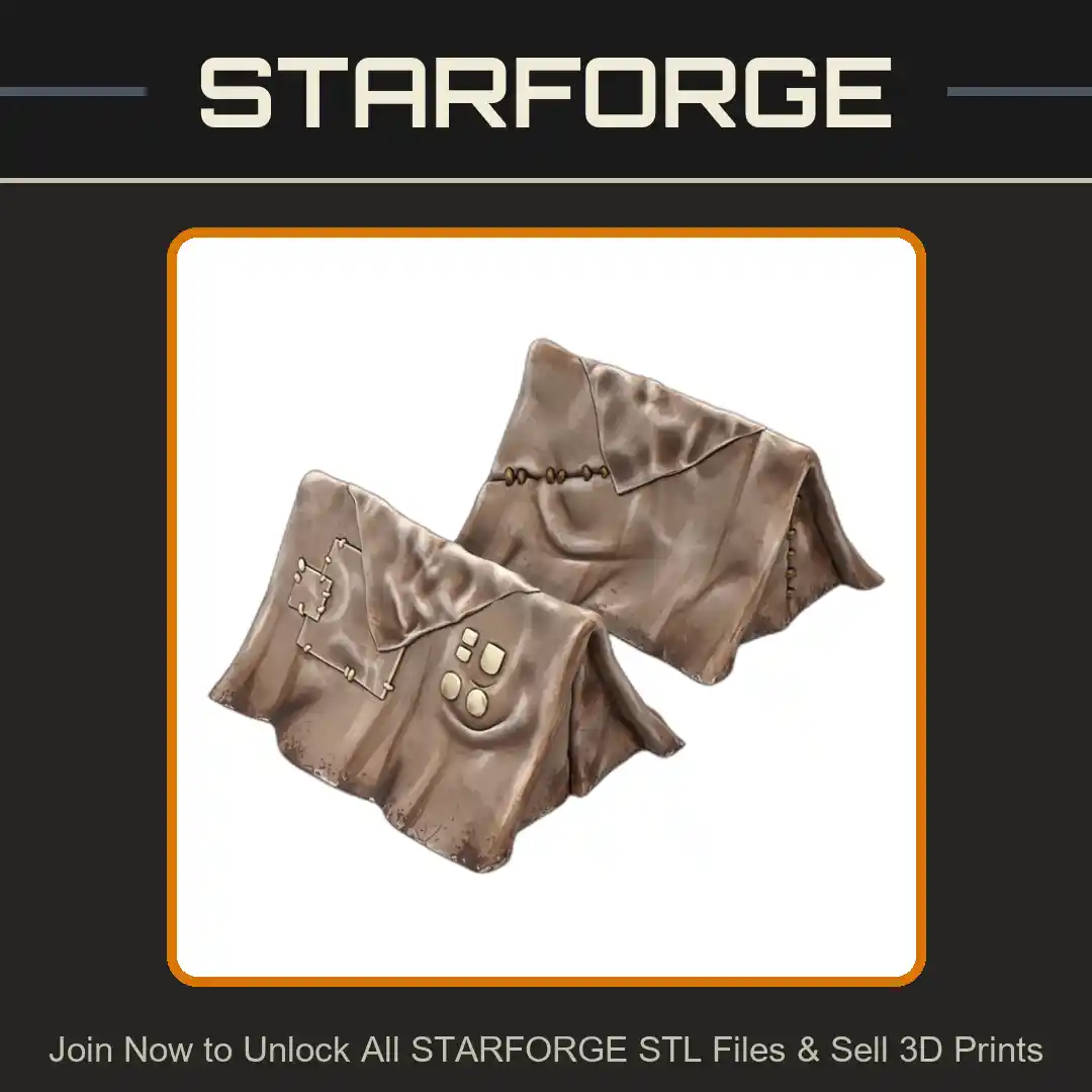 28mm DND Worn-out Torn Camping Tent Wilderness Terrain Miniature - 3D Printable STL File