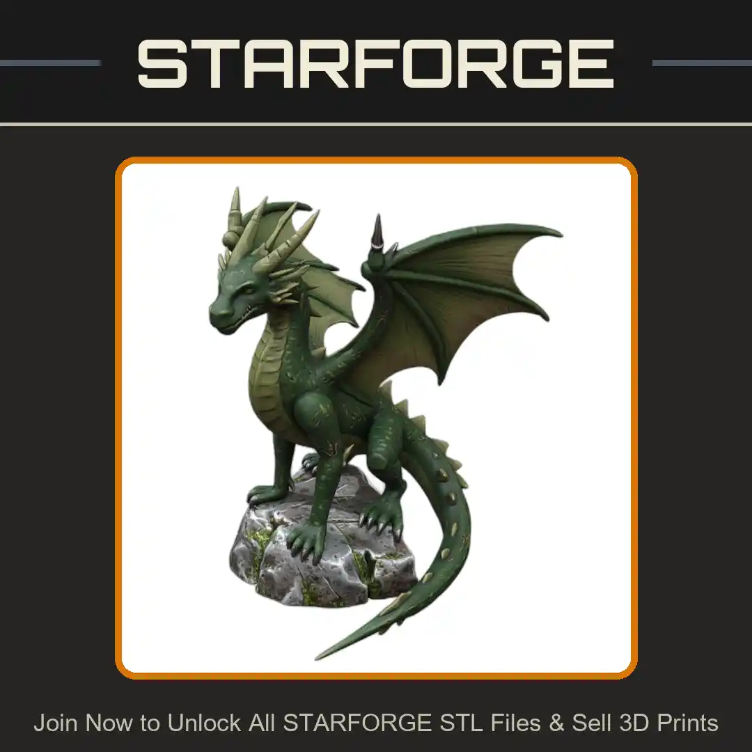 28mm Dragon Hatchling Spikes Wings Horns Rocky Base - 3D Printable STL File