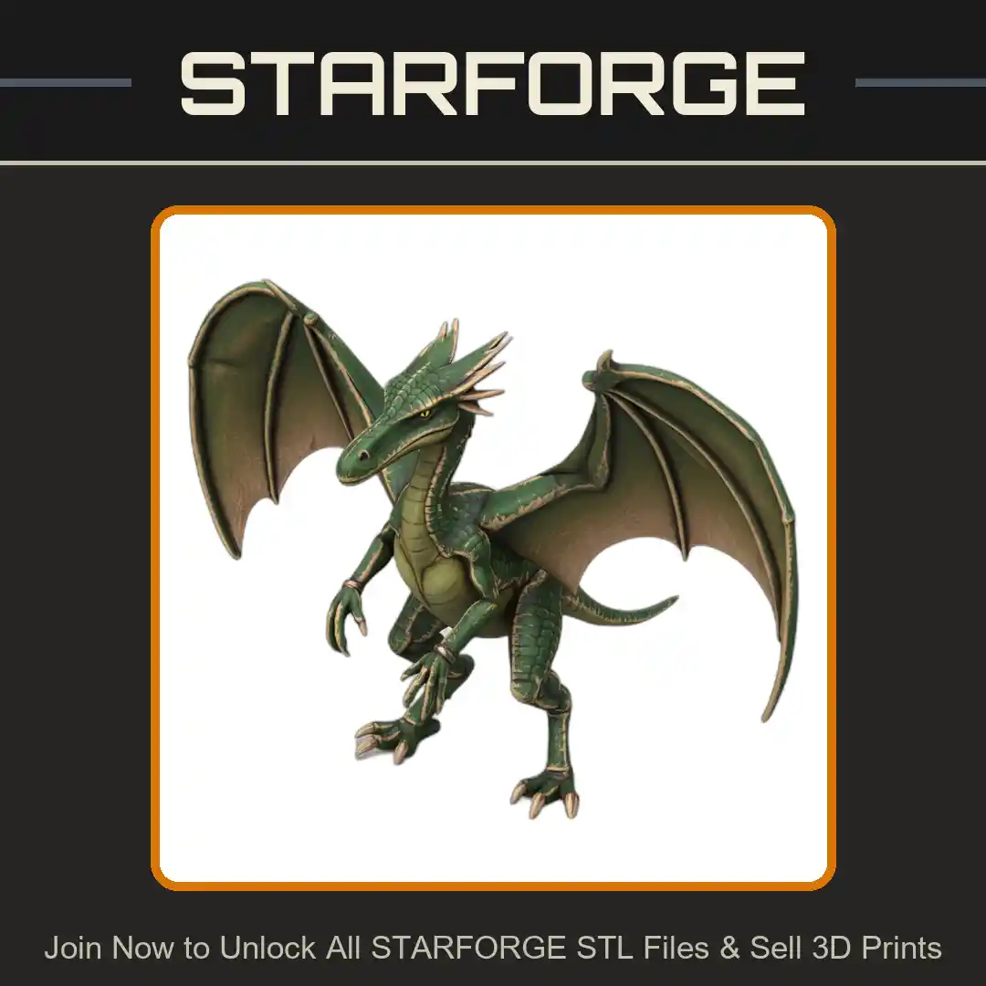 28mm Dragon Wings Spread Standing Pose Clawed Feet Sharp Spines - 3D Printable STL File