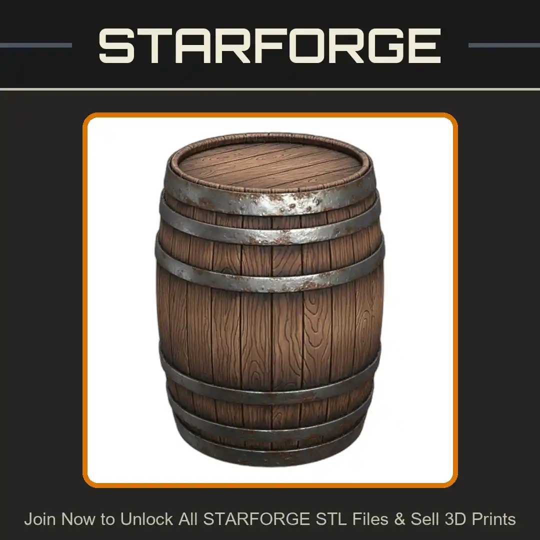 28mm Fantasy Mini Highly Detailed Medieval Wine Barrel for DND Tabletop Wargame Terrain - 3D Printable STL File