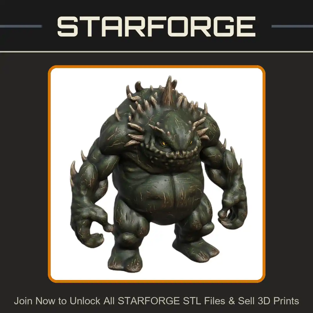 28mm Fat Hulking Armored Sewer Beast with Spikes - 3D Printable STL File