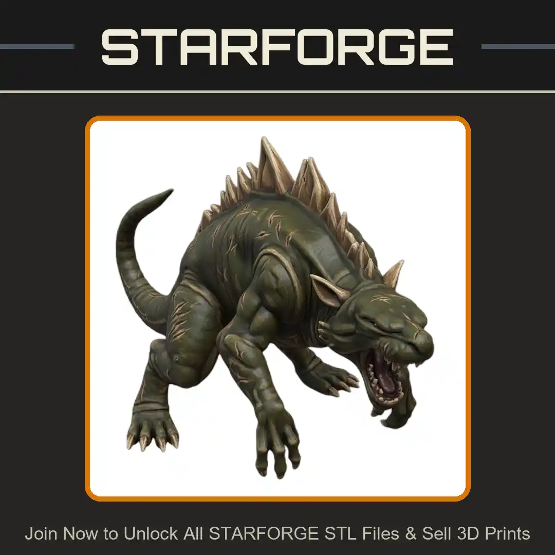 28mm Ferocious Spiked Beast Fantasy Creature Roaring Pose Model - 3D Printable STL File