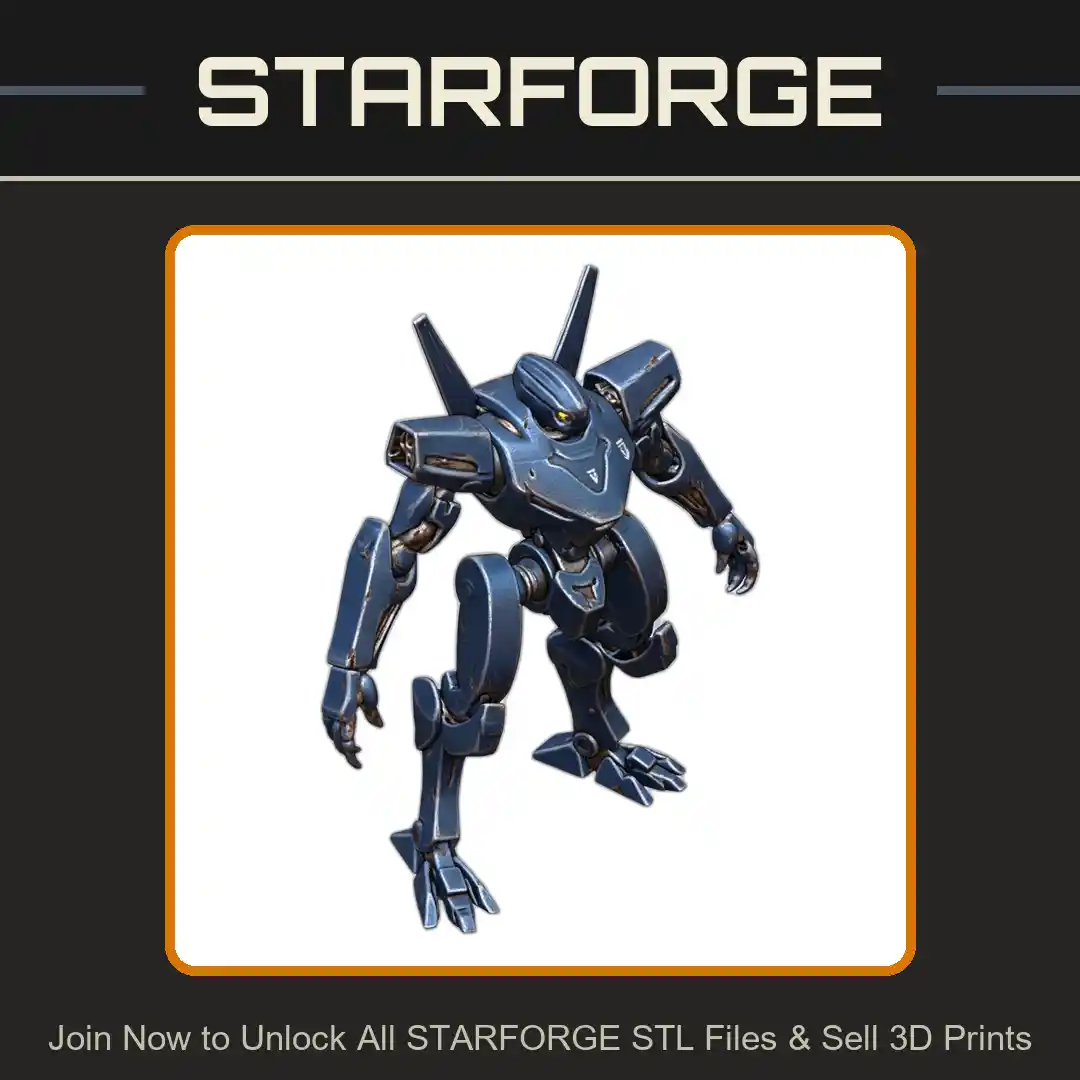 28mm Futuristic Mech Robot with Articulated Limbs and Antenna Design - 3D Printable STL File