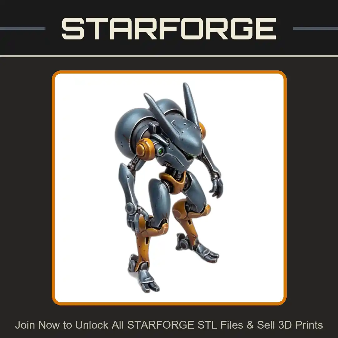 28mm Futuristic Moon Rabbit Mecha Anime Style Robot With Antenna And Detailed Limbs - 3D Printable STL File