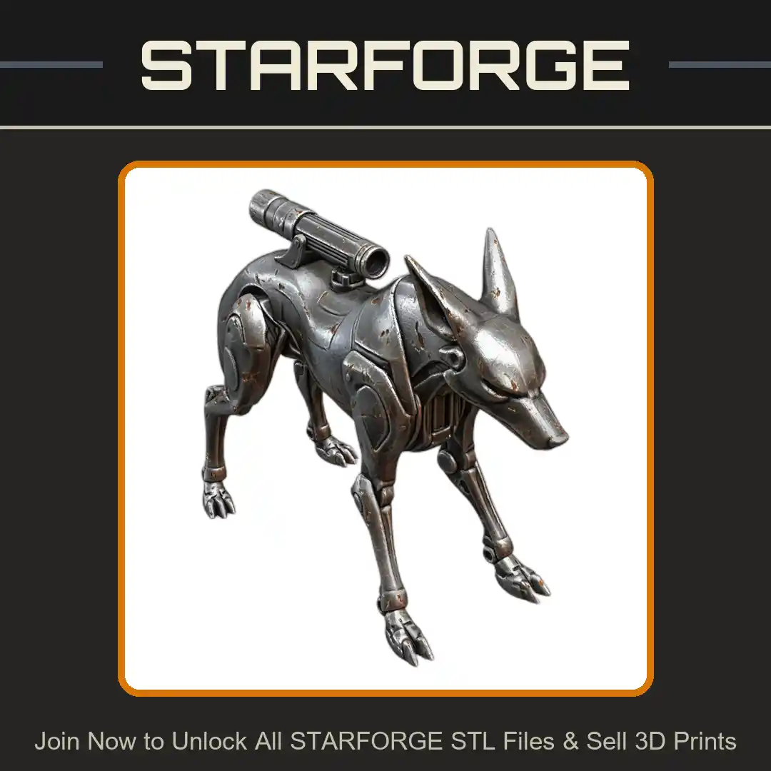 28mm Futuristic Robotic Canine with Mounted Sensor Attachment - 3D Printable STL File