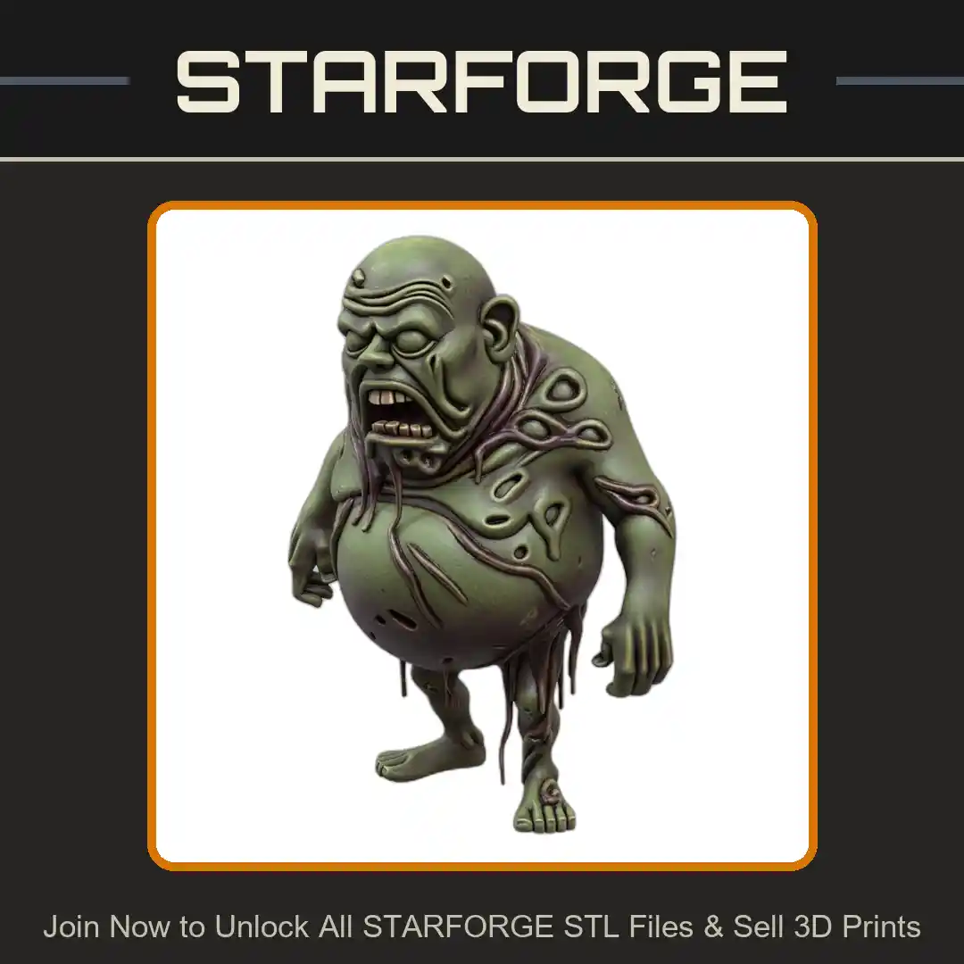 28mm Grotesque Zombie Mutant Oozing Flesh Bulging Eyes Creature - 3D Printable STL File