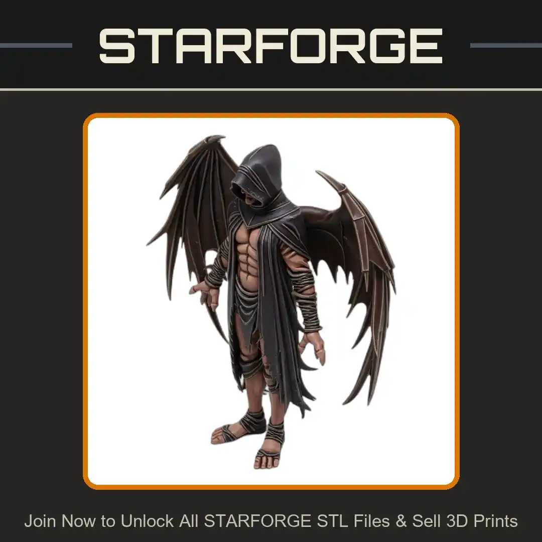 28mm Hooded Winged Figure Cloak Armor Mysterious Stance - 3D Printable STL File