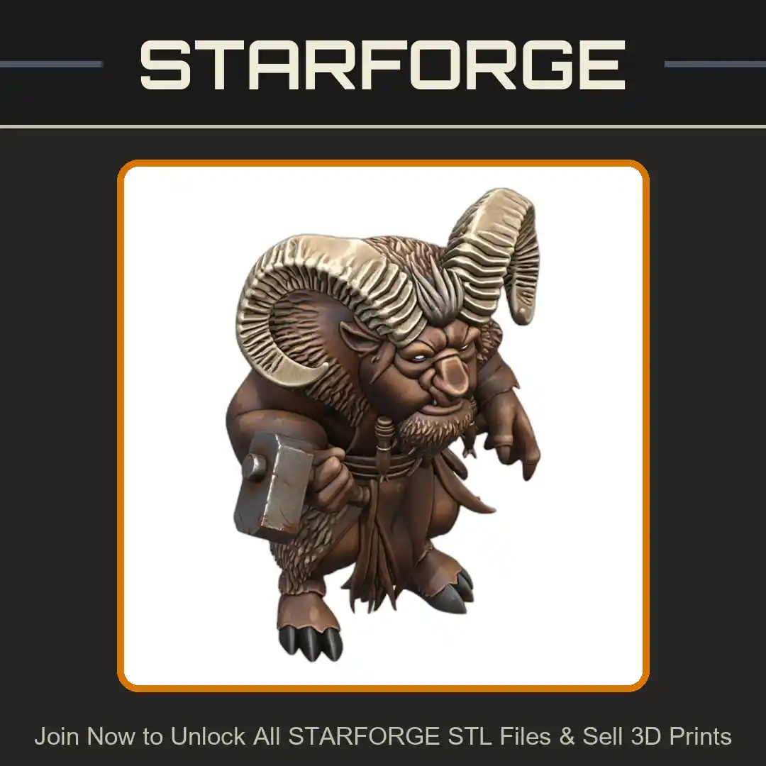 28mm Horned Dwarf Warrior Hammer Battle Stance Braided Beard - 3D Printable STL File