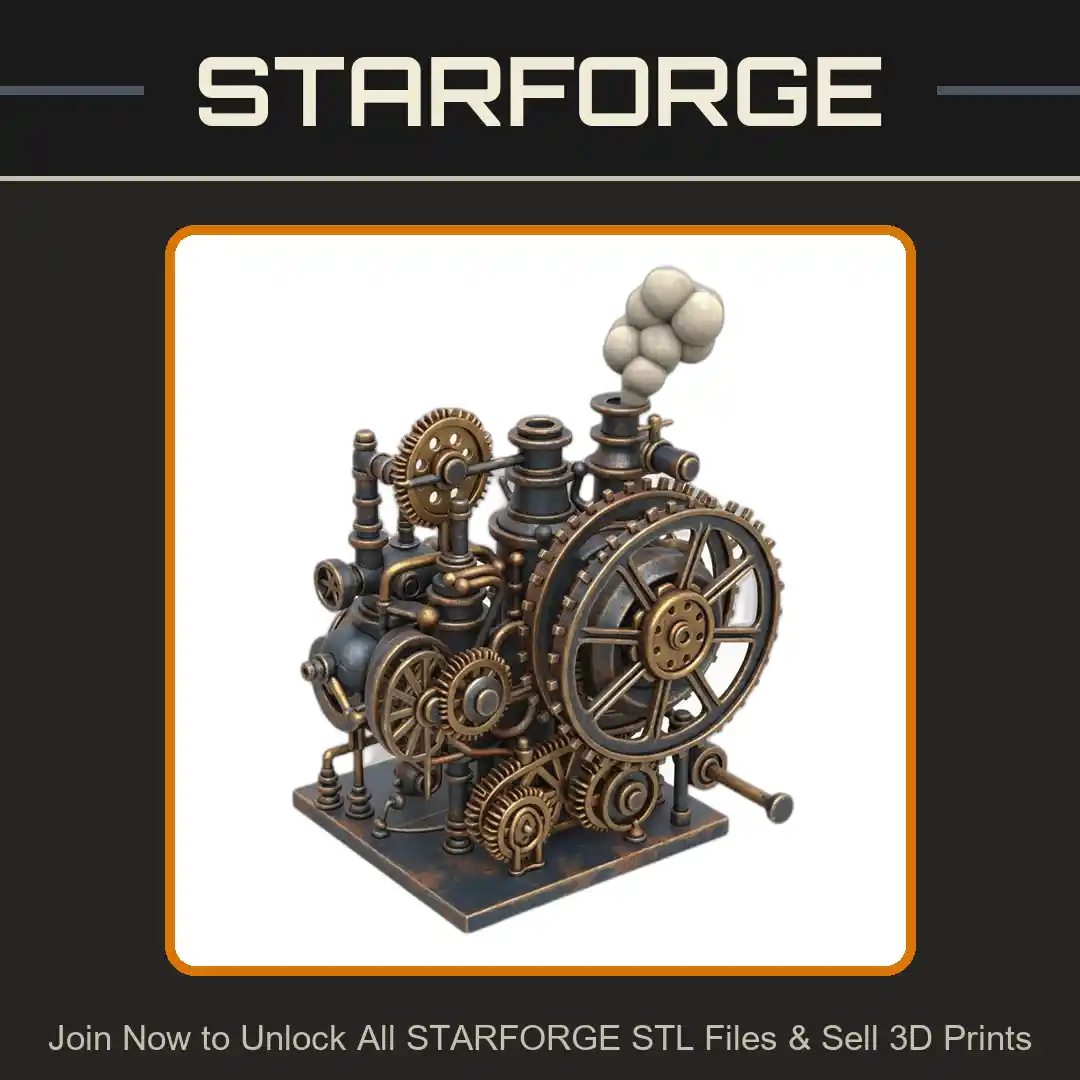 28mm Industrial Machine Gears Pipes Steam Exhaust - 3D Printable STL File