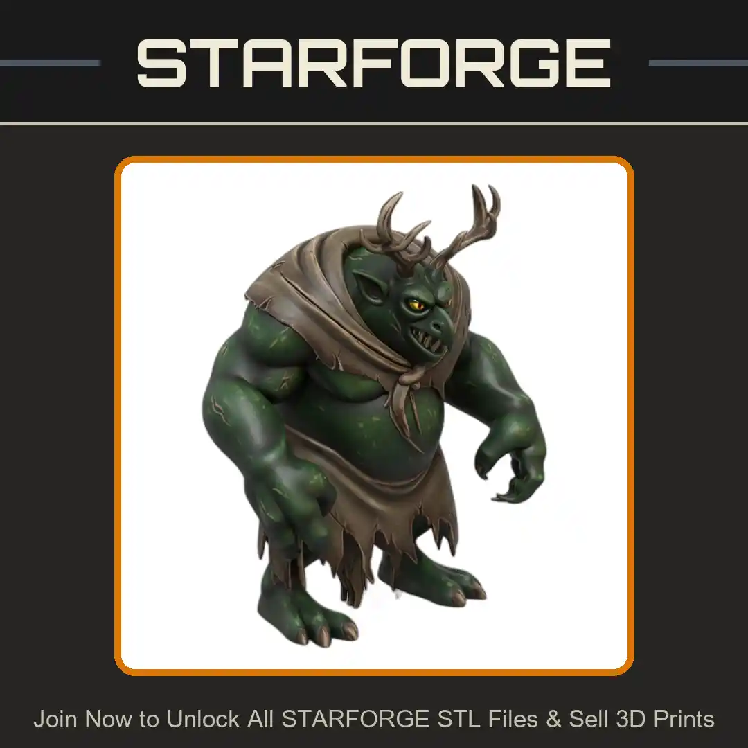 28mm Monster Antlers Tattered Robe Clawed Hands Hulking Stance - 3D Printable STL File