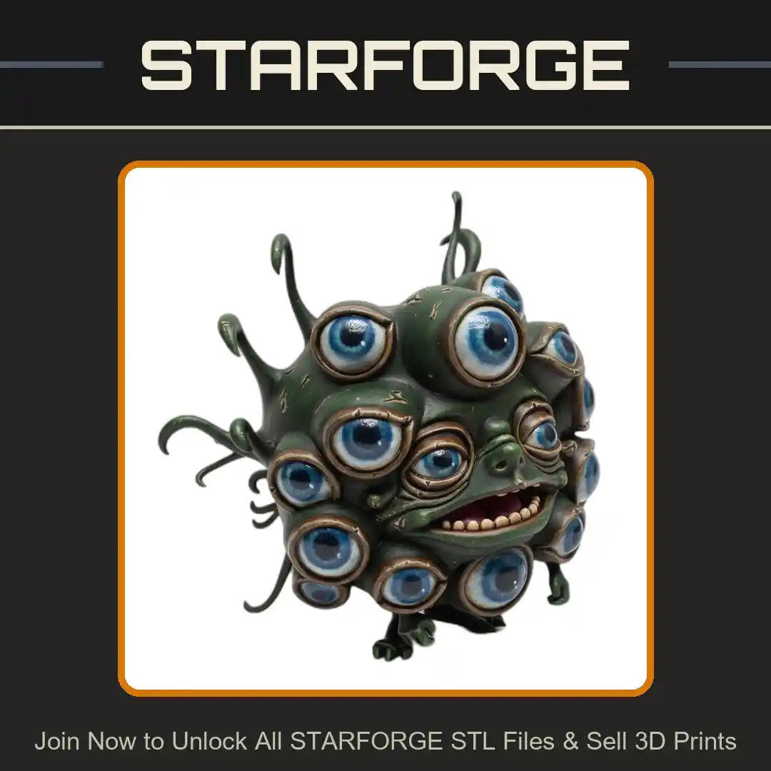 28mm Multi-Eyed Alien Creature with Tentacles and Grinning Face - 3D Printable STL File