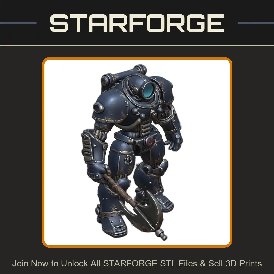 28mm Nautilus-Inspired Sci Fi Armored Diver with Battle Axe - 3D Printable STL File