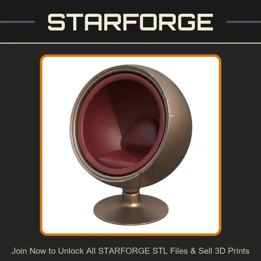 28mm Retro Futurism Round Ball Chair Sci-Fi Tabletop Gaming - 3D Printable STL File