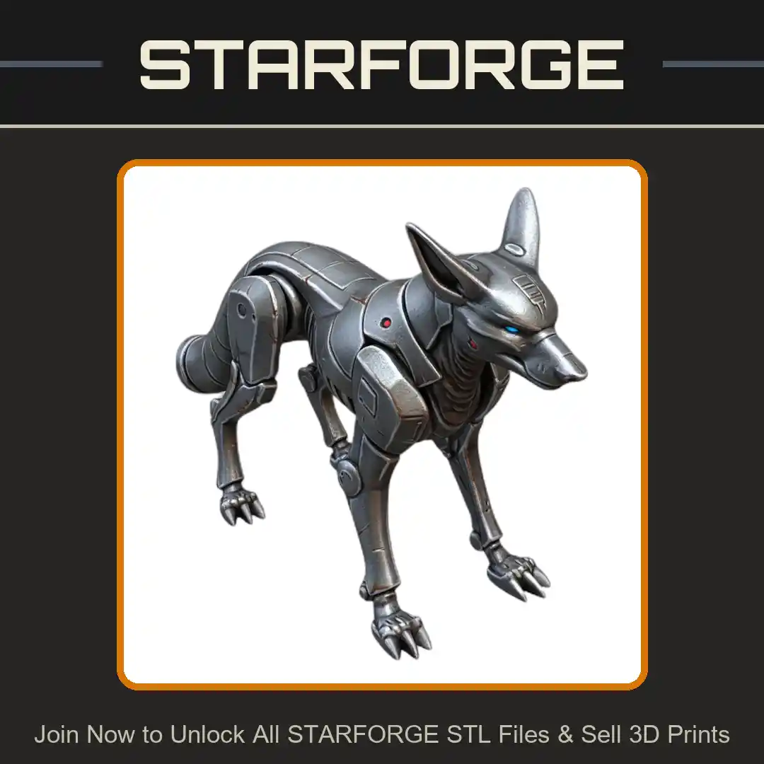 28mm Robotic Canine Hound Sci Fi Mech Design With Armored Plating and Mechanical Joints - 3D Printable STL File