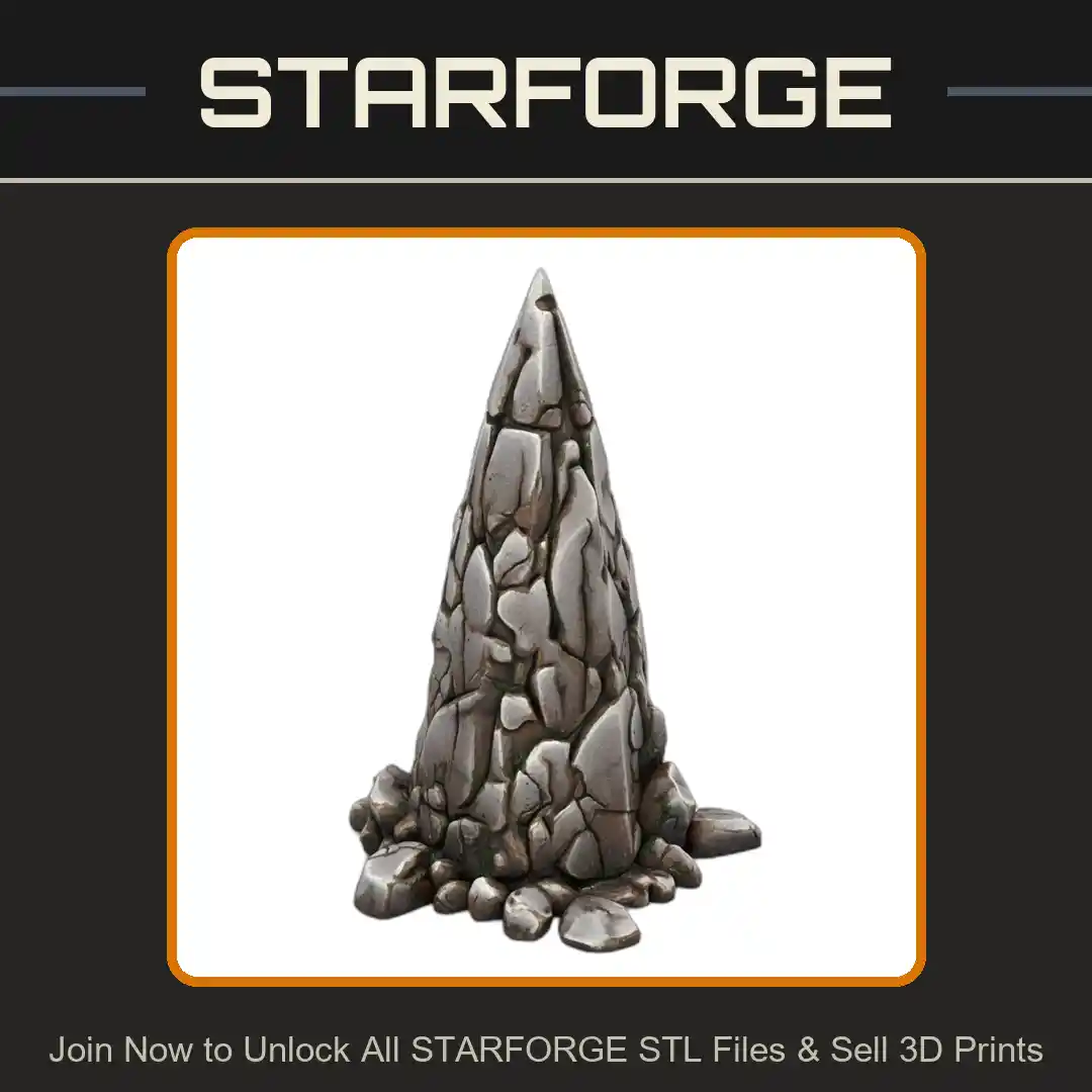 28mm Rocky Obelisk Stone Formation Rubble Base - 3D Printable STL File