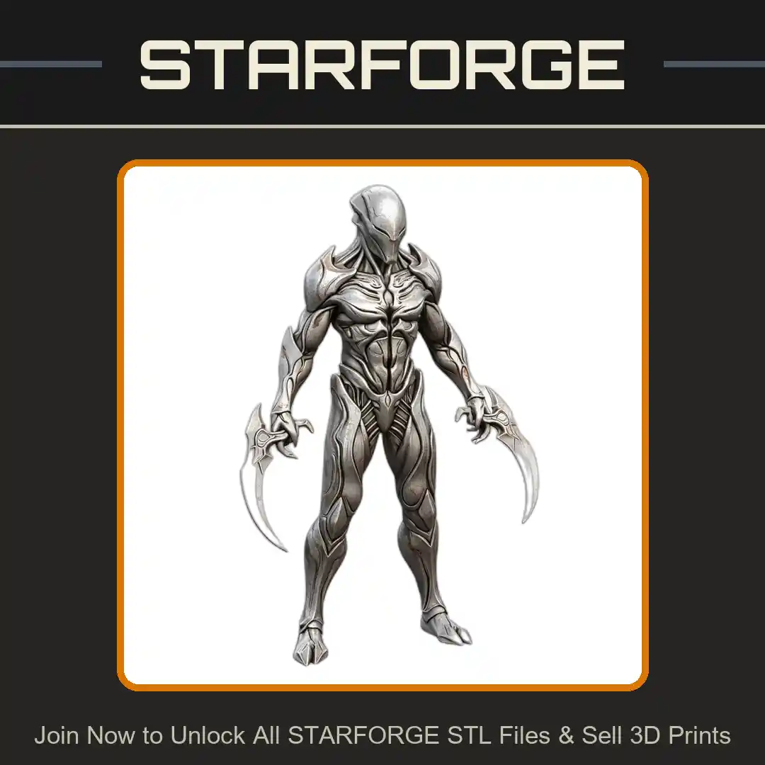 28mm Sci Alien Warrior Dual Blades Exoskeleton Armor Battle Stance - 3D Printable STL File