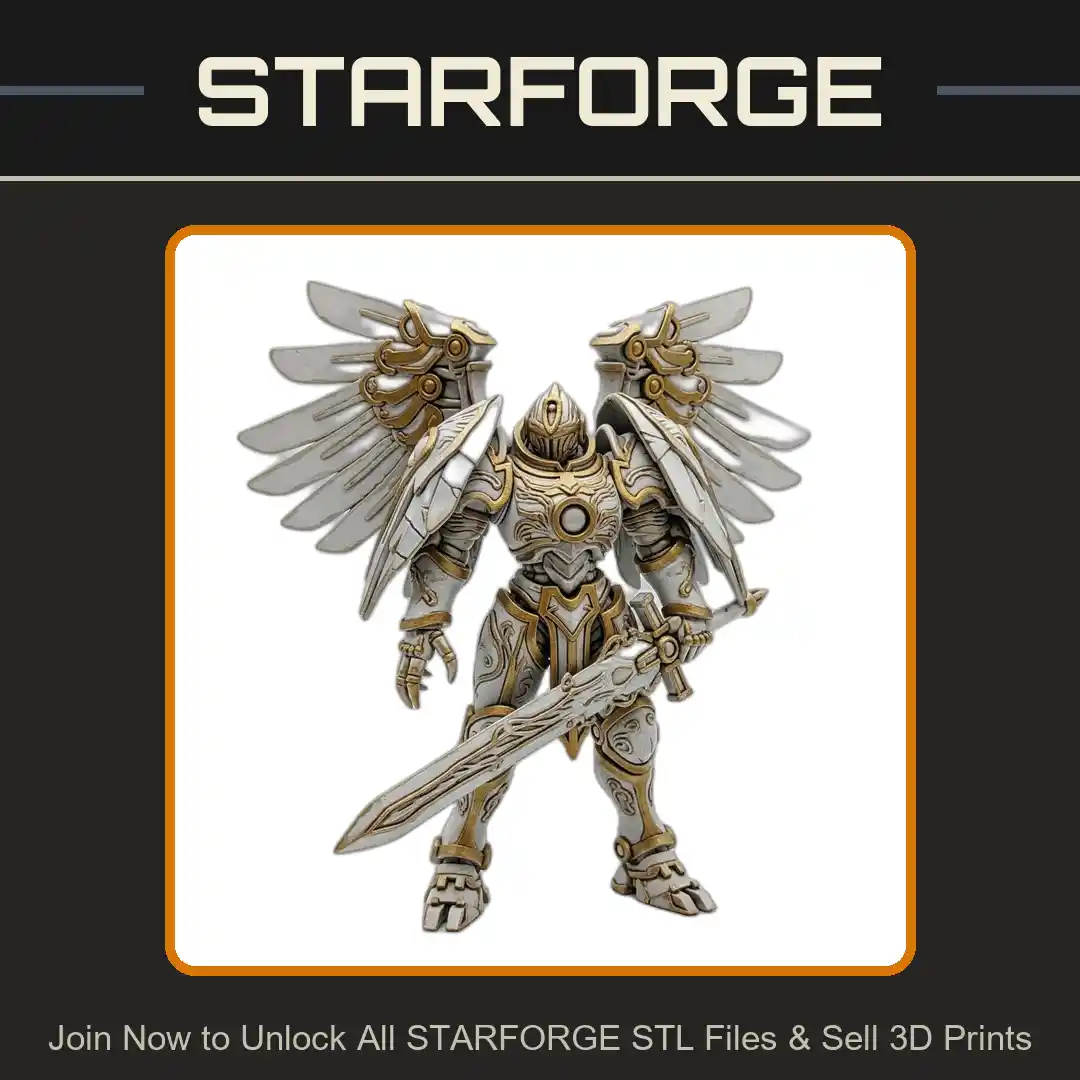 28mm Sci Armored Angelic Warrior Wings Sword Ornate Armor Majestic Pose - 3D Printable STL File