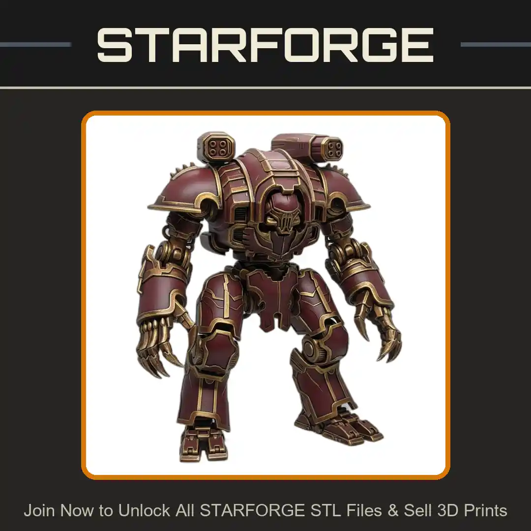 28mm Sci Armored Mech Robot Claws Missile Launchers Heavy Plating - 3D Printable STL File