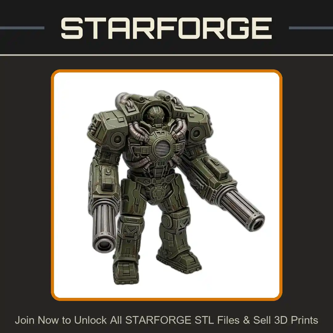 28mm Sci Armored Mech Suit Dual Cannons Futuristic Exoskeleton Tubing - 3D Printable STL File