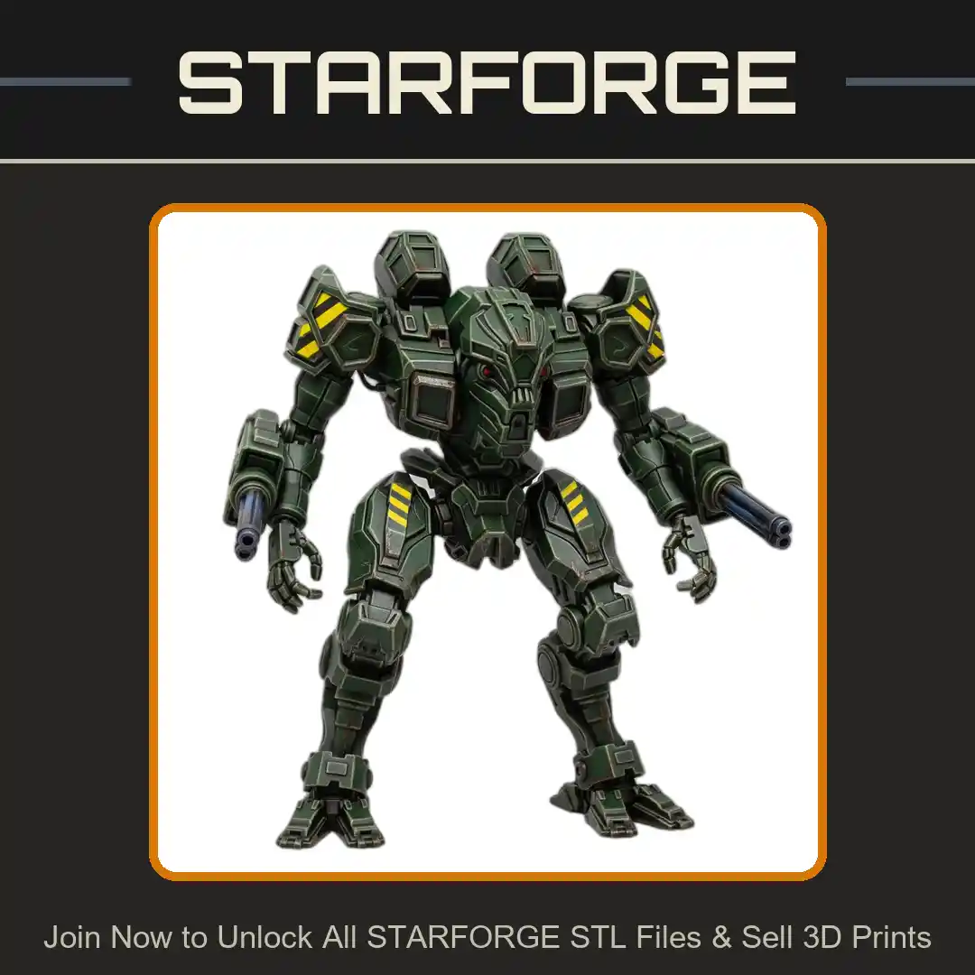 28mm Sci Armored Mech Suit Dual Cannons Heavy Plating Combat Stance - 3D Printable STL File