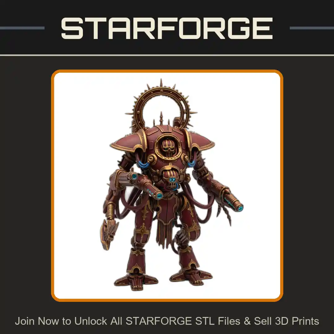 28mm Sci Armored Mech Suit Spiked Halo Power Cables Heavy Weaponry Cybernetic Limbs - 3D Printable STL File