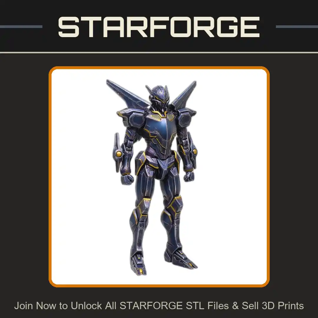 28mm Sci Armored Mech Warrior Dual Antennas Winged Shoulders Futuristic Battle Suit - 3D Printable STL File