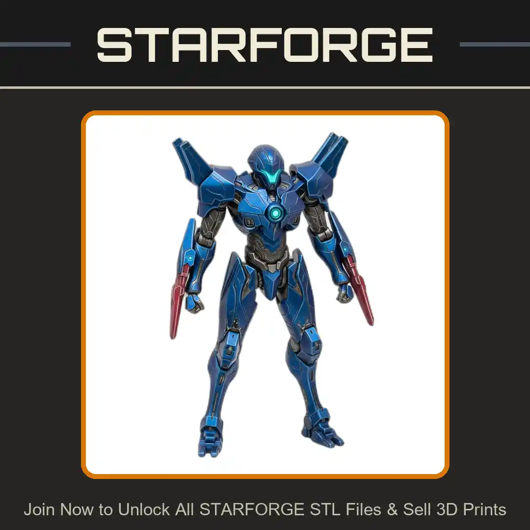 28mm Sci Armored Mech Warrior Dual Blades Futuristic Exosuit Combat Stance - 3D Printable STL File