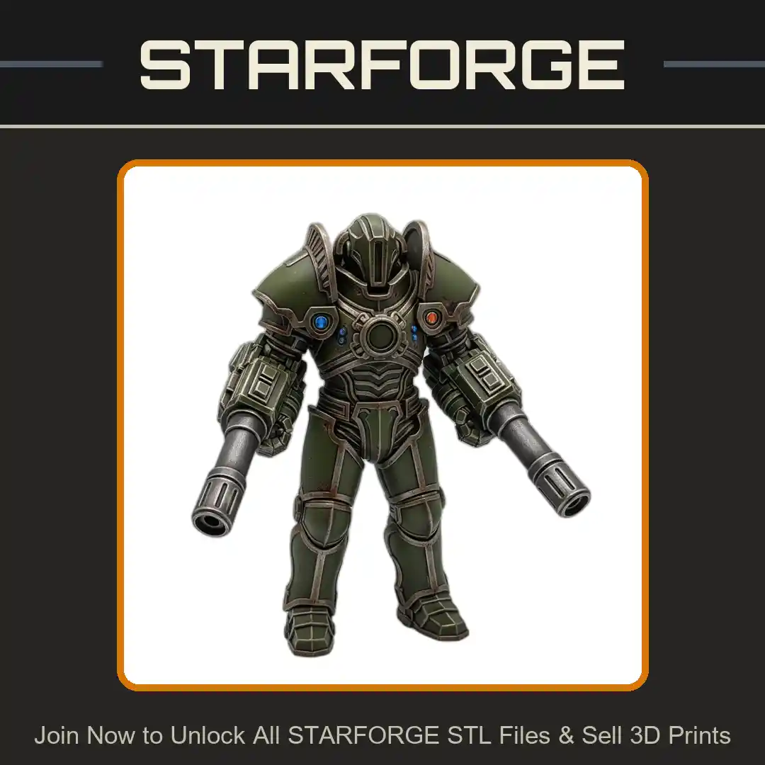 28mm Sci Armored Mech Warrior Dual Cannons Heavy Exosuit - 3D Printable STL File