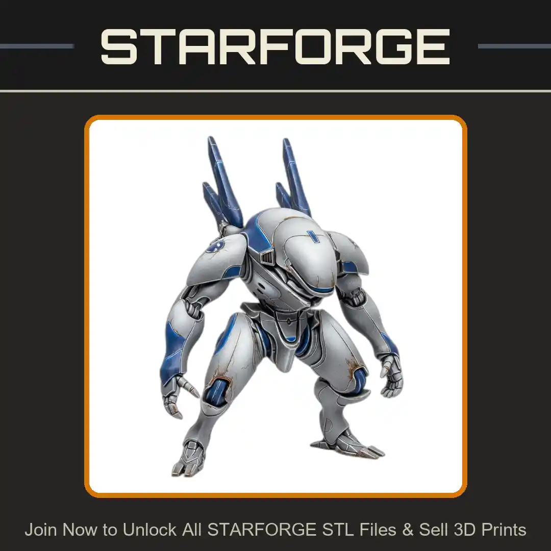 28mm Sci Armored Mech Warrior Dual Cannons Robotic Legs Battle Stance - 3D Printable STL File