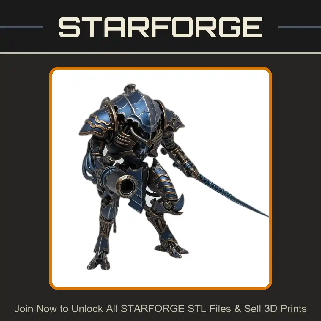 28mm Sci Armored Mech Warrior Heavy Cannon Blade Futuristic Exosuit - 3D Printable STL File