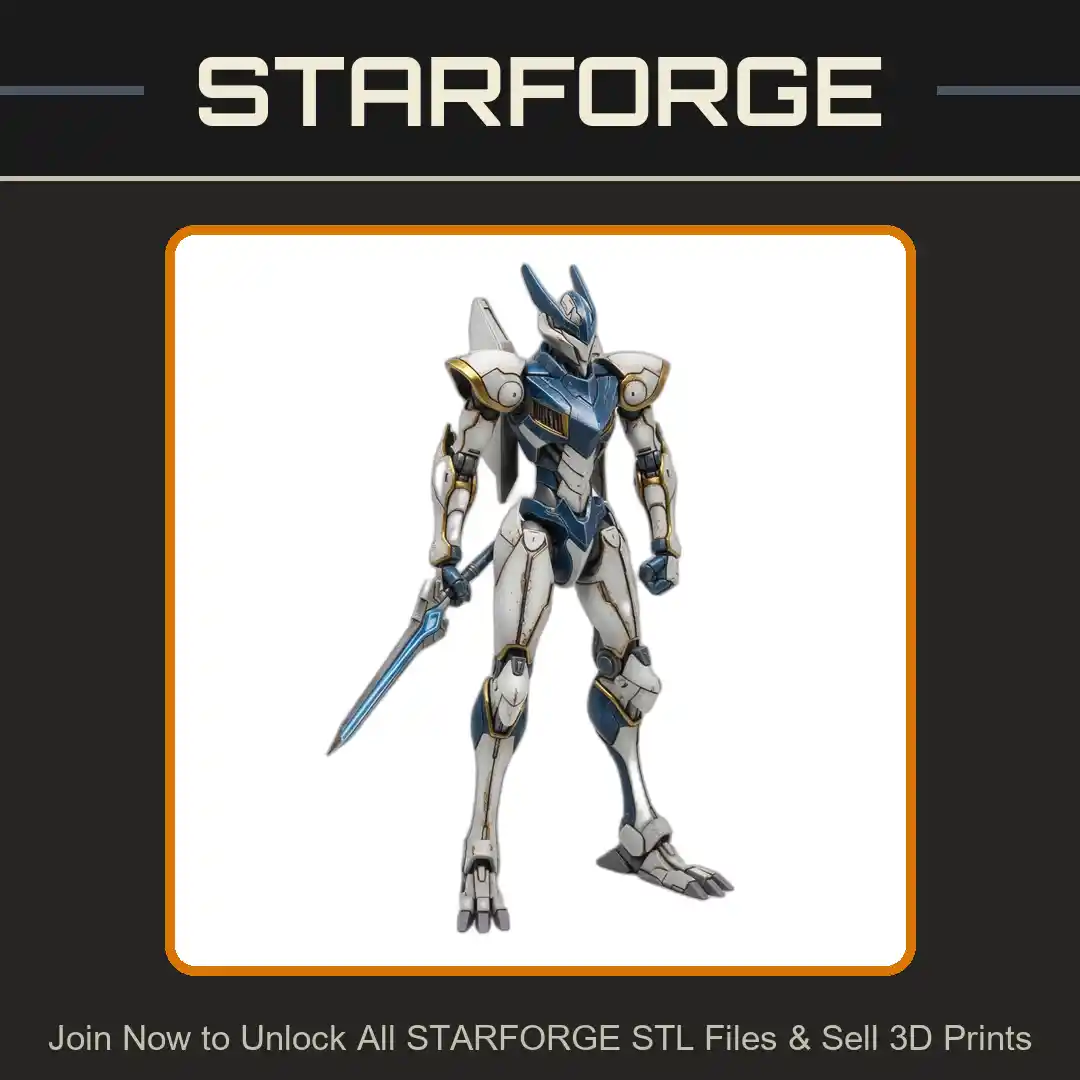 28mm Sci Armored Mech Warrior Sword Futuristic Exosuit Dynamic Pose - 3D Printable STL File