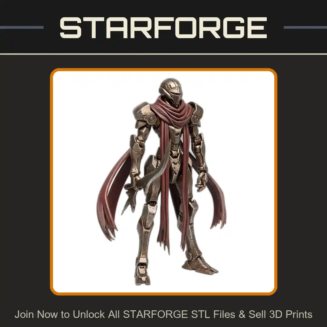 28mm Sci Armored Robot Warrior Flowing Cloak Futuristic Design - 3D Printable STL File