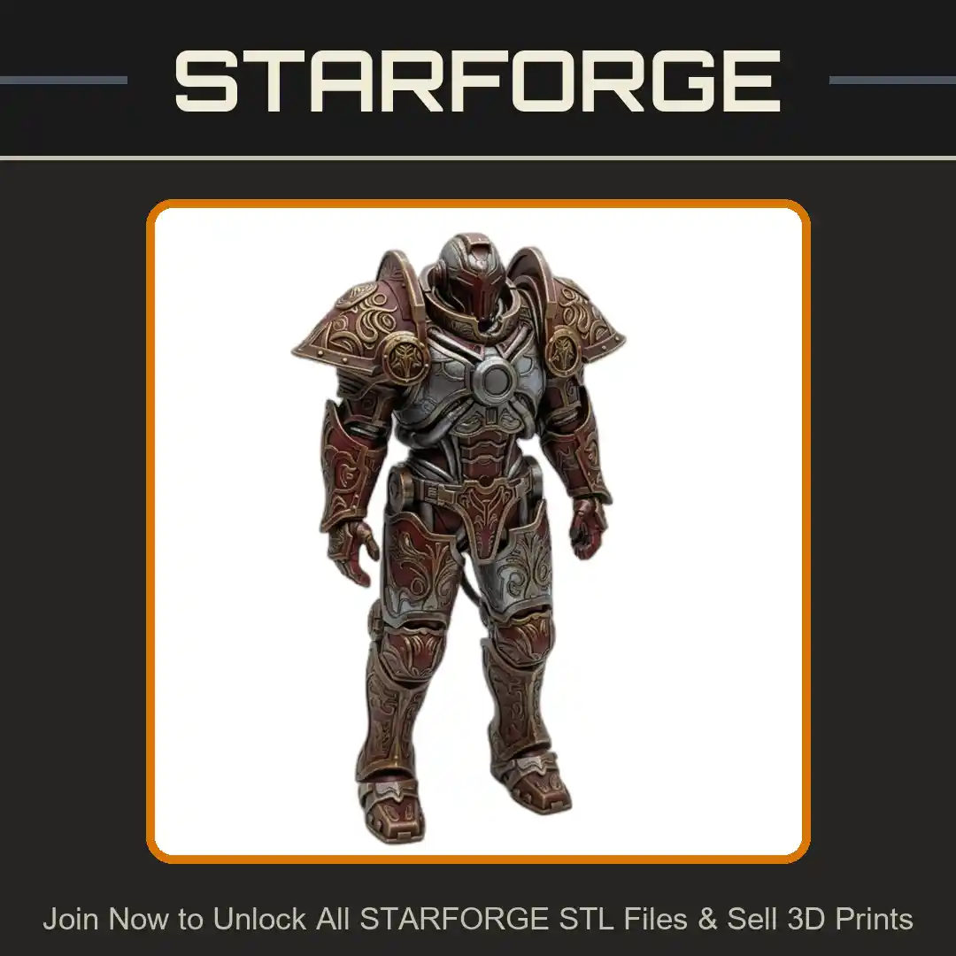 28mm Sci Armored Warrior Ornate Power Suit Futuristic Helmet Engraved Detailing - 3D Printable STL File
