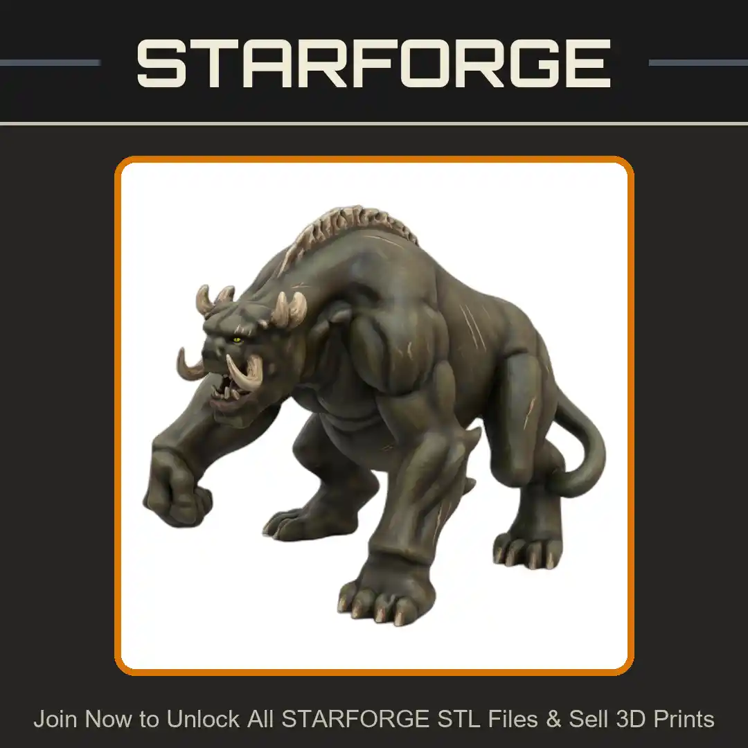 28mm Sci-Fi Armored Brute with Tusks for Galactic Adventures - 3D Printable STL File