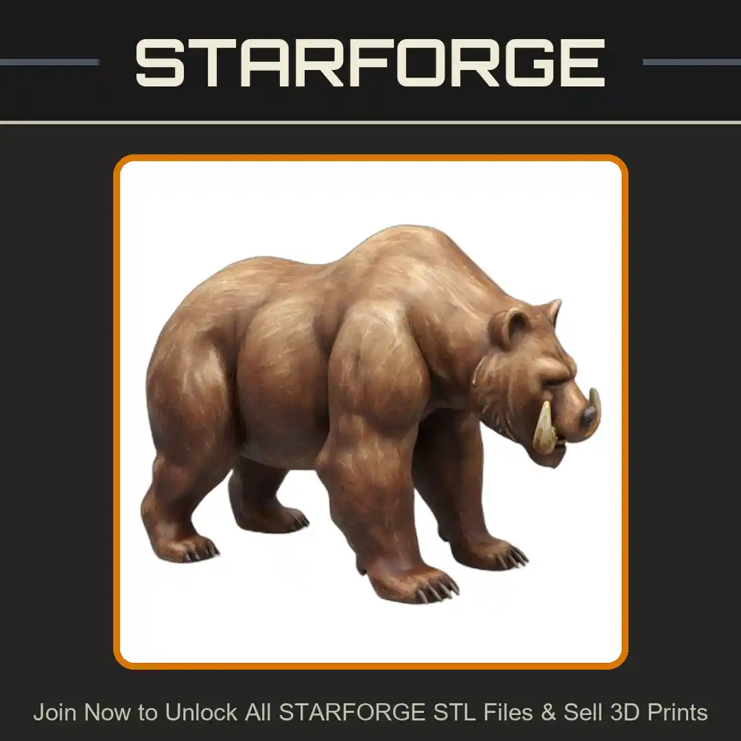 28mm Sci-Fi Beastly War Bear Miniature for DND Expeditions - 3D Printable STL File