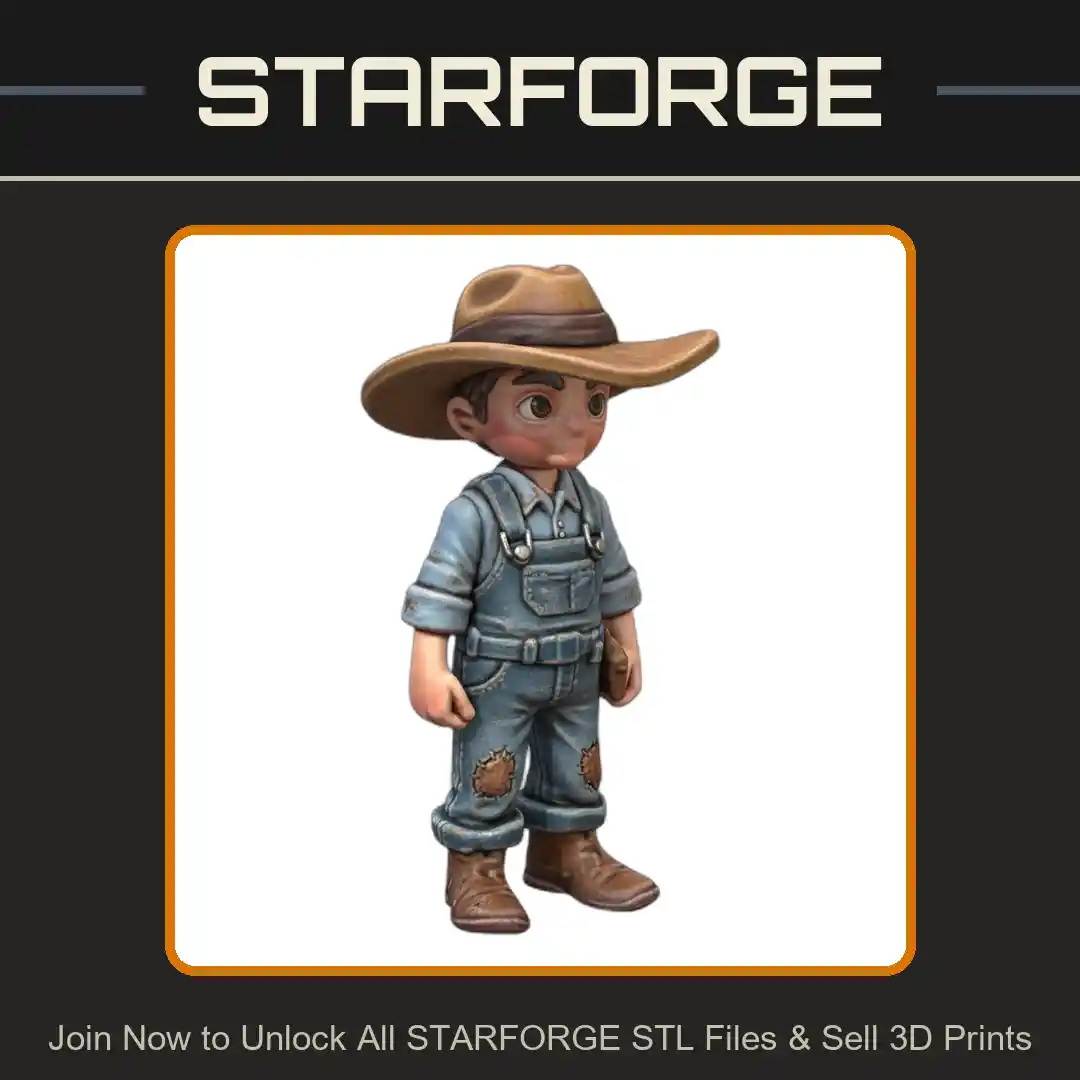 28mm Sci-Fi Child Android Cowboy Kid Miniature - 3D Printable STL File